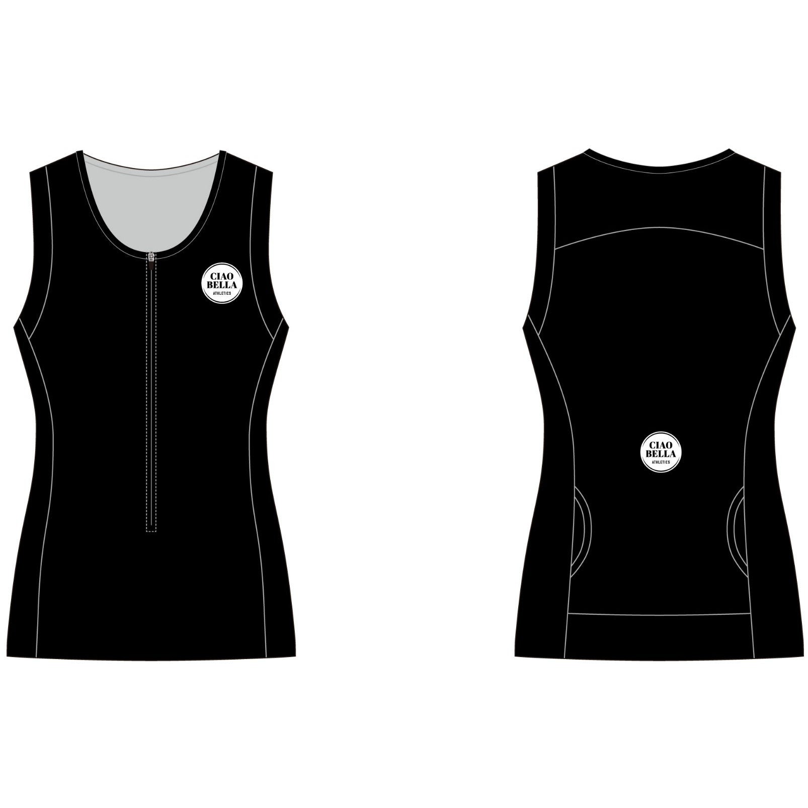 Sleeveless Triathlon Top 1/4 Zip - Black Pearl Design