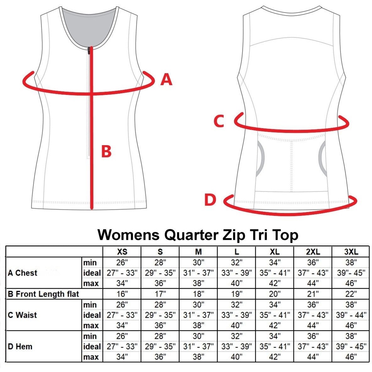 Sleeveless Triathlon Top 1/4 Zip - Rosalinda Design