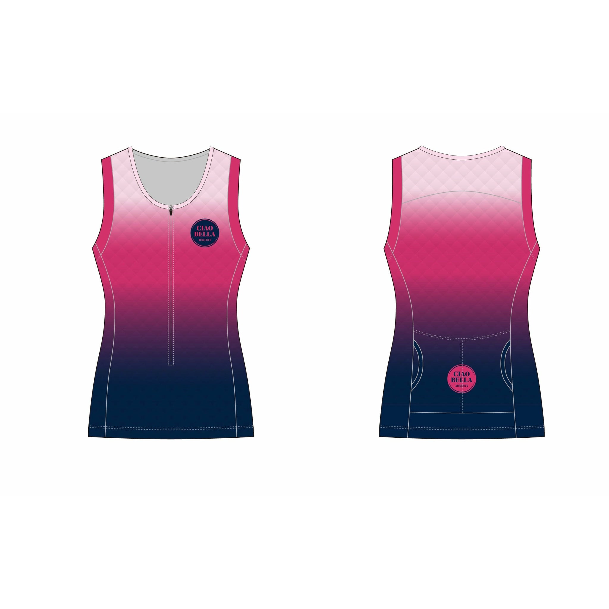 Sleeveless Triathlon Top 1/4 Zip - Blue Raspberry Design