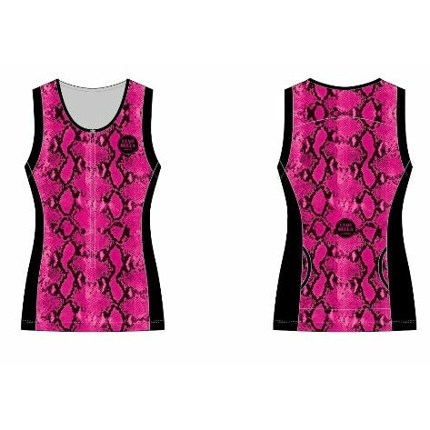 Sleeveless Triathlon Top 1/4 Zip - Pink Snake Design